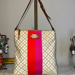 KATE SPADE Cotton canvas shou bag with leather strap